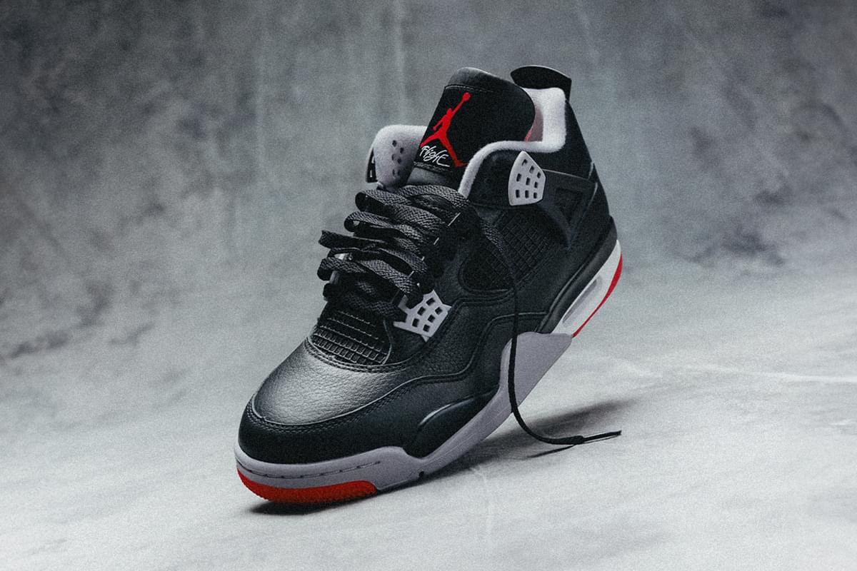 Air Jordan Bred sneaker on a studio background