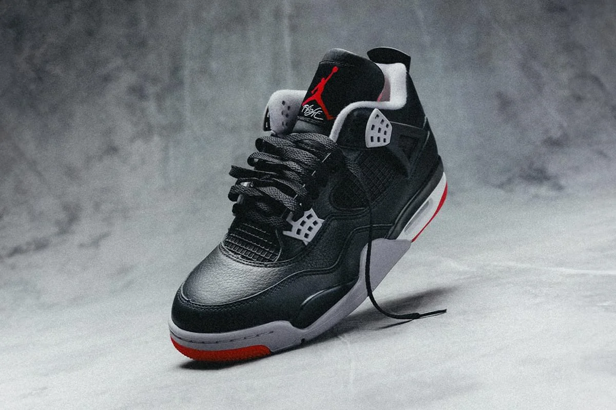 Air Jordan Bred sneaker on a studio background